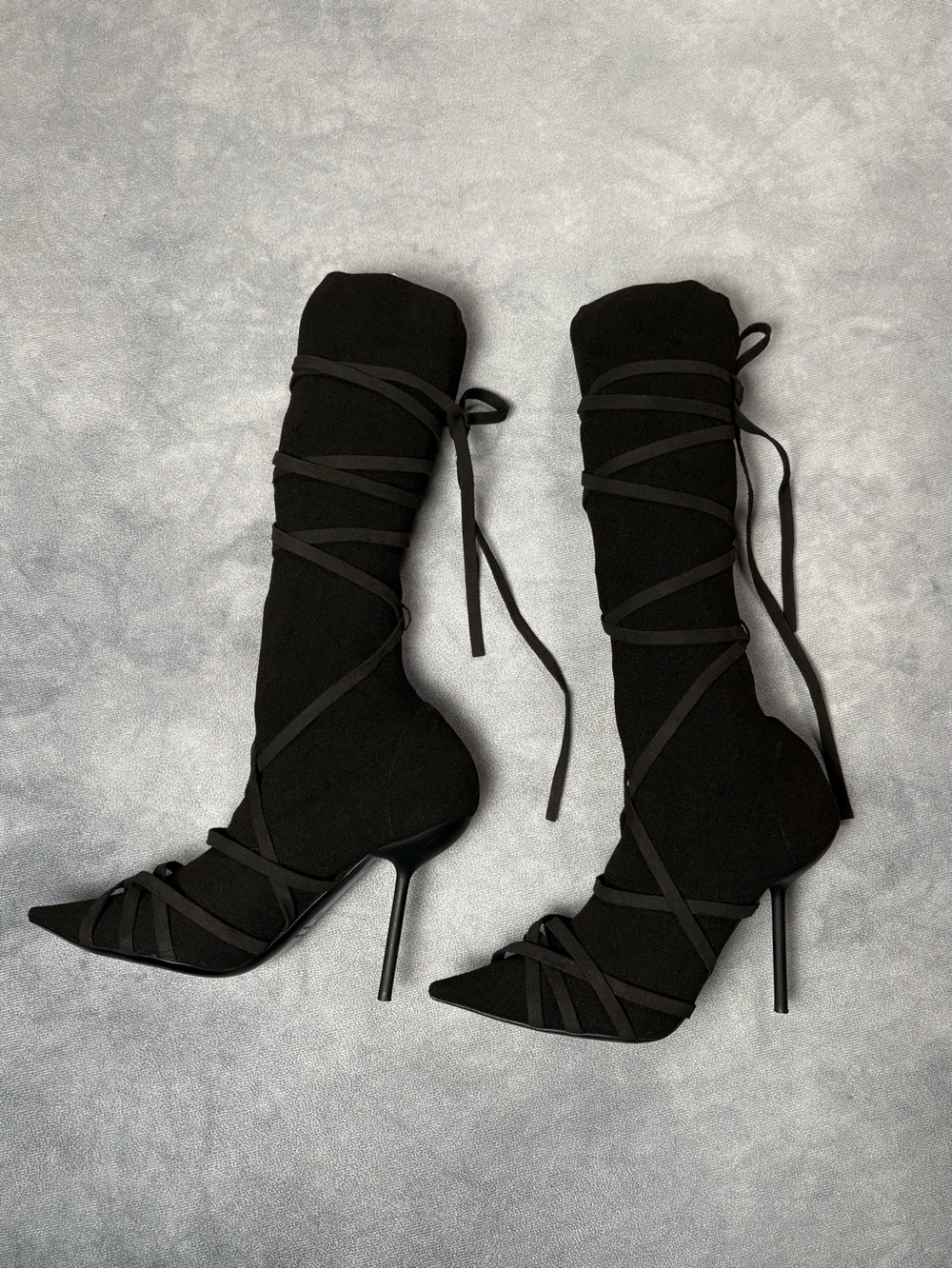 Unravel Project by Ben Taverniti Black Lace Up High Stiletto Sock Boots RRP1600$ - Picture 5 of 16